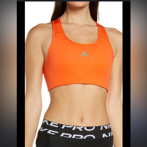 Nike JORDAN Jumpman Sports Bra In Orange/ Blue Lagoon - Picture 1 of 6